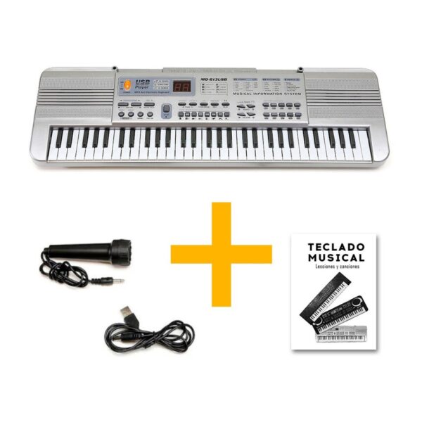 Organo Piano Teclado Musical Infantil Microfono Mq813 Usb 61 Teclas