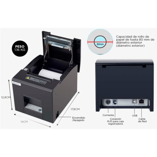 Impresora Termica Xprinter XP-E200 300mm/s 80mm Kiosko Bar Cafe Restaurant