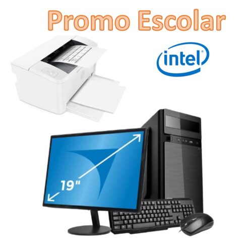 Pc Completa Oficina Intel Celeron G5905 8Gb 240Gb + Monitor 19" Hdmi + Impresora Laser Hp M111a