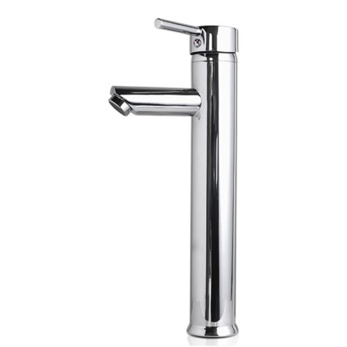 Griferia Canilla Monocomando Lavatorio Alta Tubo Kubel Pico Corto Cromado