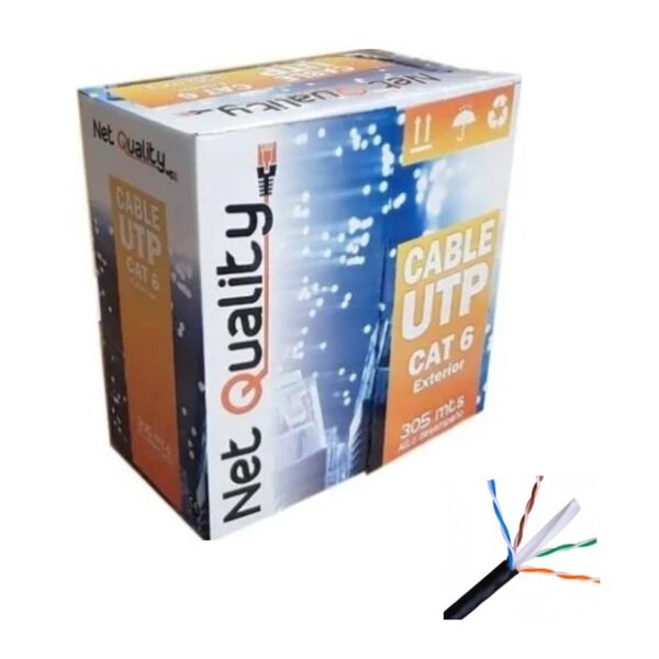 Cable De Red Utp 4 Pares Net Quality Cat 6 Exterior Venta Por Metro Seguridad Alarmas
