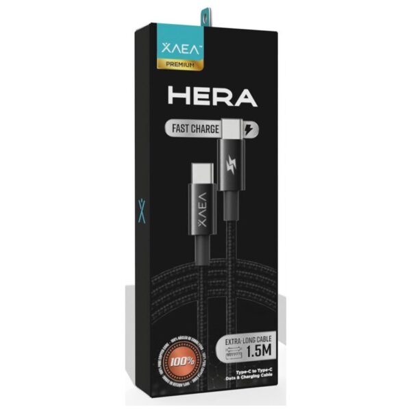 Cable Celular Tipo C a Tipo C 1.5M 4.4A Hera Resistente Carga Rapida Xaea Only Modx-105 Negro