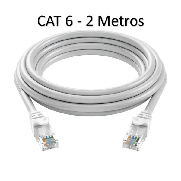 Cable De Red 2 Metros Armado Pc Módem Cat 6 Rj45 Utp Lan Gris Claro
