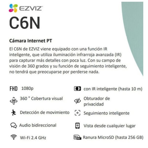 Camara Domo Ezviz C6N Wifi Full Hd 1080 2Mp Movil Interior Audio 2Ch P2P