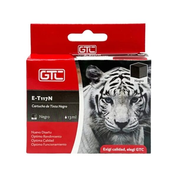 Cartucho Alternativo Gtc P/Epson T117 Negro 17Ml Stylus Color T23-T24-Tx105-Tx115