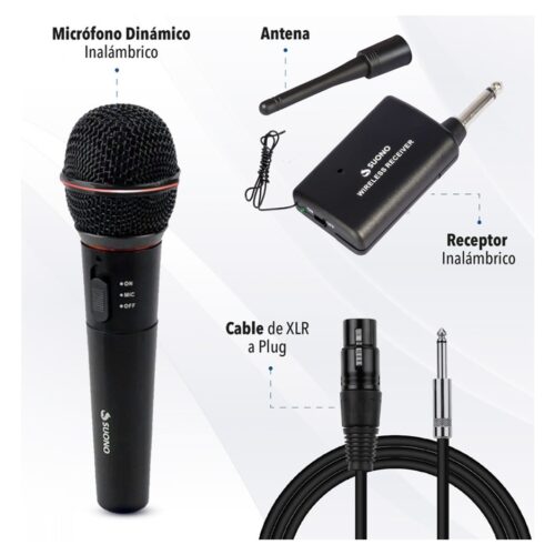 Microfono Inalambrico Karaoke Wm-308E Profesional Con Estuche