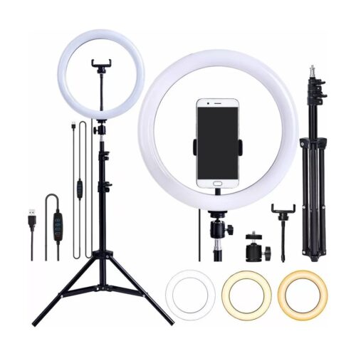 Aro De Luz Led 26 Cm Con Tripode Plegable Aluminio Telescopico 2 Metros