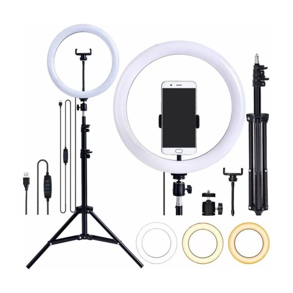 Aro De Luz Led 26 Cm Con Tripode Plegable Aluminio Telescopico 2 Metros