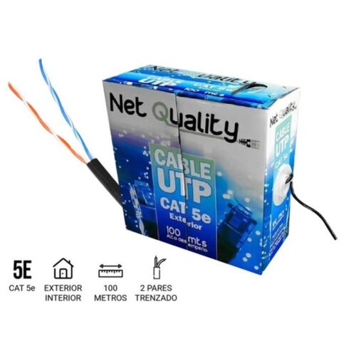 Cable Utp Netquality Caja Bobina 305M Categoria 5E Exterior 2 Pares Cctv Alarmas Seguridad