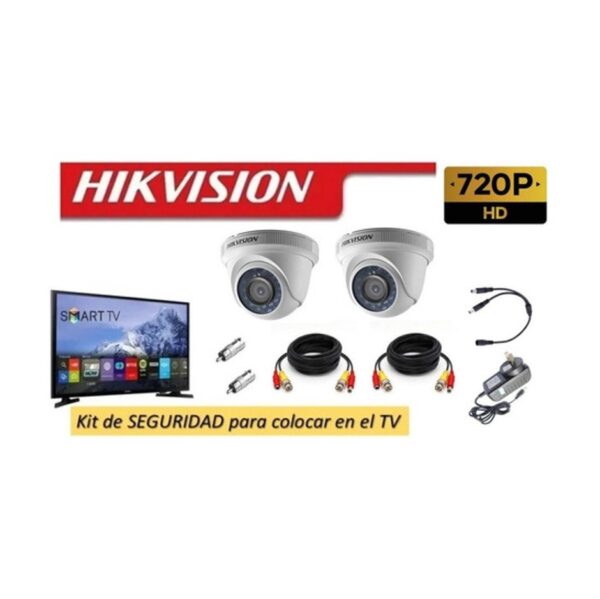 Kit Seguridad 2 Camaras Domo Infrarroja Hikvision / Hilook Color P/Conectar A Tv O Dvr