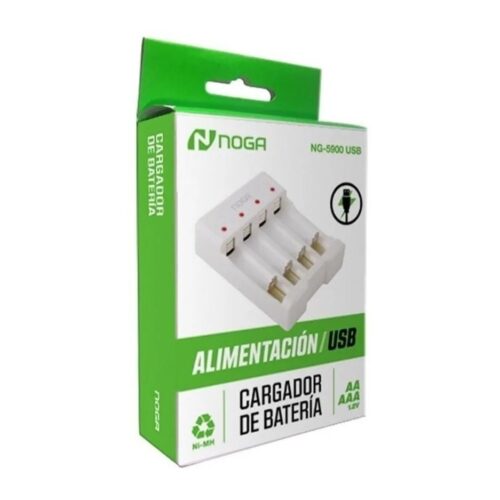 Cargador De Pilas Usb Recargables Noga 4 Pilas Aa Aaa Ng-5900