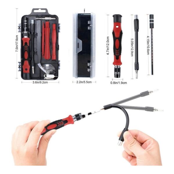 Kit Herramientas Juego Set Destornilladores Puntas Precision 115 Pcs Celular Pc Rojo