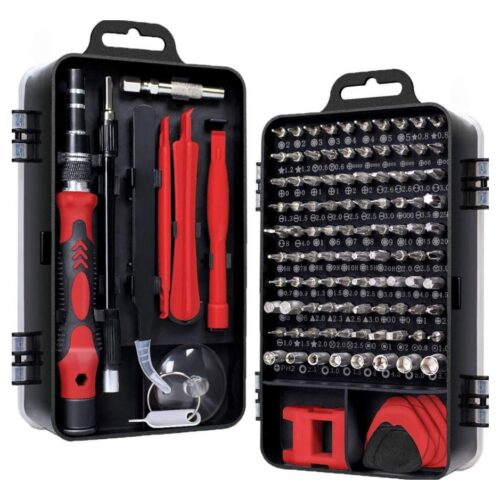 Kit Herramientas Juego Set Destornilladores Puntas Precision 115 Pcs Celular Pc Rojo
