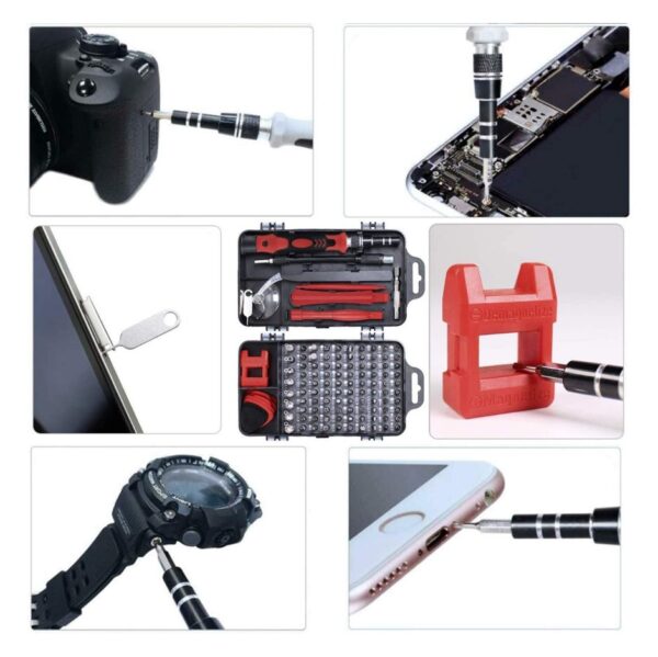 Kit Herramientas Juego Set Destornilladores Puntas Precision 115 Pcs Celular Pc Rojo