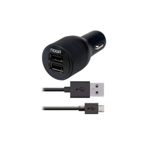 Cargador 12V Para Auto Con Cable De Carga Micro Usb V8 2 Puertos Usb 2.1A Noga Car Usb 20
