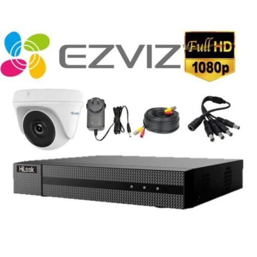 Sistema De Seguridad Kit 1 Camara Domo + Dvr 4 Canales Hilook By Hikvision Hd 1080P + Cables + Fuente