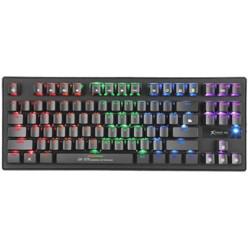 Teclado Gamer Xtrike Me Gk-979 Qwerty Blue Ingles Us Color Negro Con Luz Rainbow Mecanico