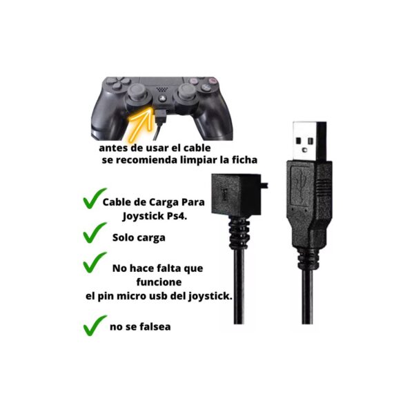 Cable Tcon Carga Rapida Playstation 4 Joystick Ps4 Reemplazo Pin Carga Cable 7083Am