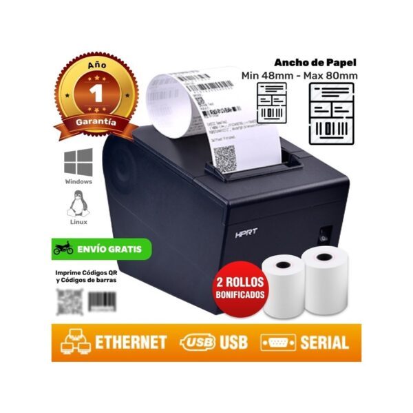 Impresora Termica Simil Xprinter Autocorte Tickets Hprt Usb Ethernet Red 80Mm