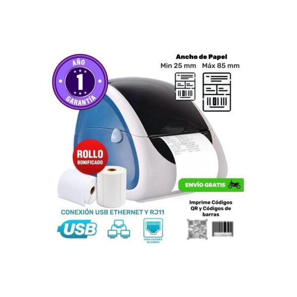r200498.jpg Impresora De Etiquetas Termica Hprt Lpq80, Usb Ethernet 80Mm