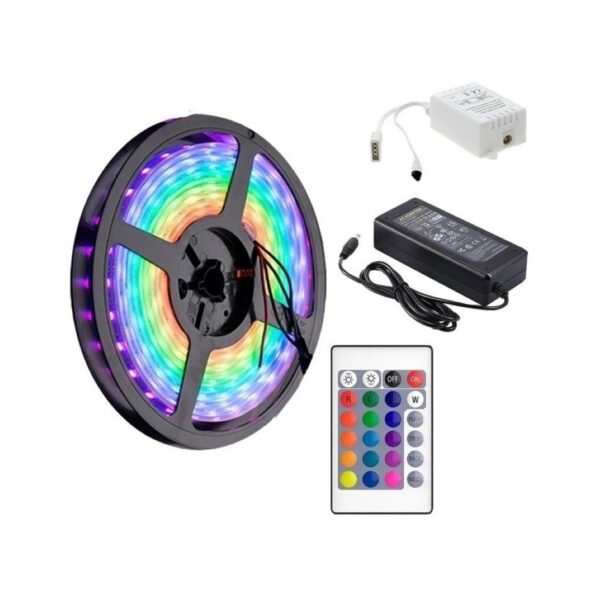 Tira Led Rgb 5050 5Mts Exterior Siliconada + Fuente + Controlador Full Power