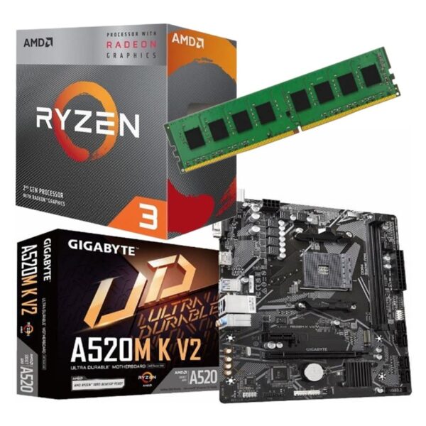 Combo Actualizacion Pc Amd Ryzen 3 3200G + Mother Gigabyte A520 M K V2 + 8Gb Ddr4