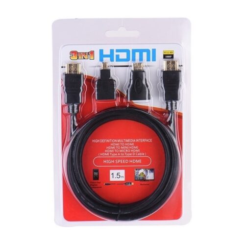 Cable Adaptador Hdmi 1.5 3 En 1 Micro Mini Hdmi