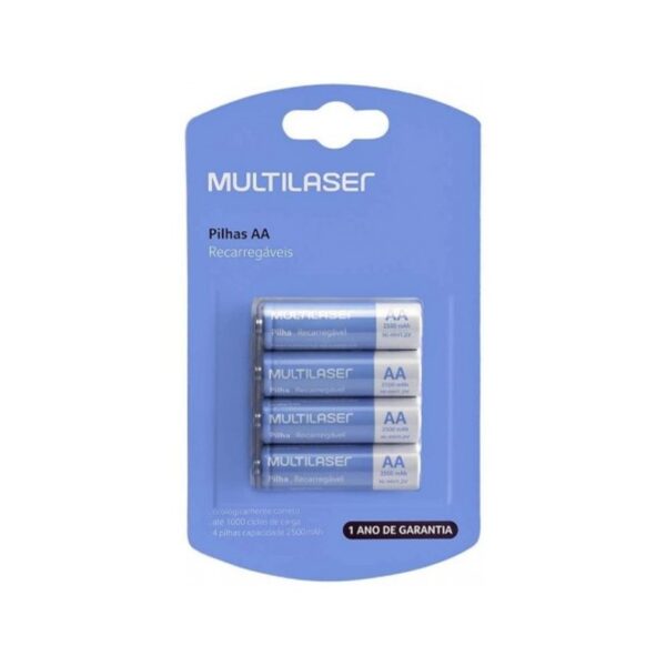 Pilas Recargables Multilaser Aa 2500Mah Blister X4