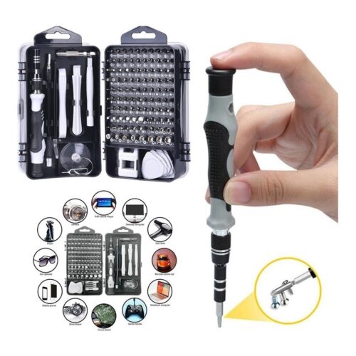 Kit Herramientas Juego Set Destornilladores Puntas Precision 115 Pcs Celular Pc Negro