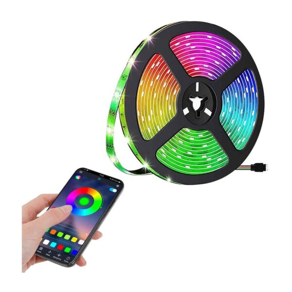 Tira Led 5050 Exterior Bluetooth Celular 5 Metros Rgb Audioritmica Boliche Fiesta Dj