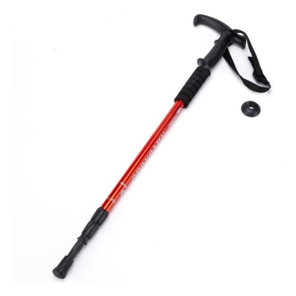 Baston Trekking Caminar Senderismo 3 Tramos De Aluminio Antischock Color Rojo Dual Handles