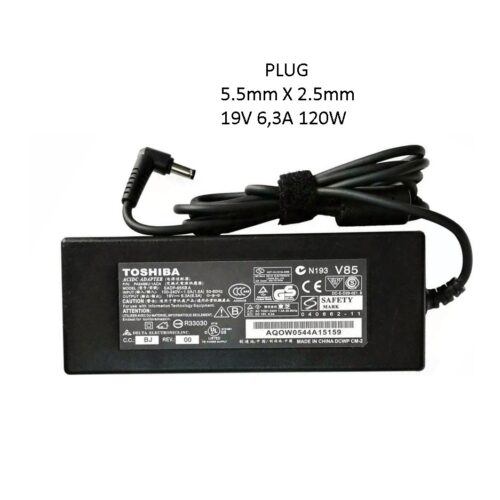Cargador Notebook 19V 6.3A 5.5 X 2.5 Mm 120W Original Toshiba