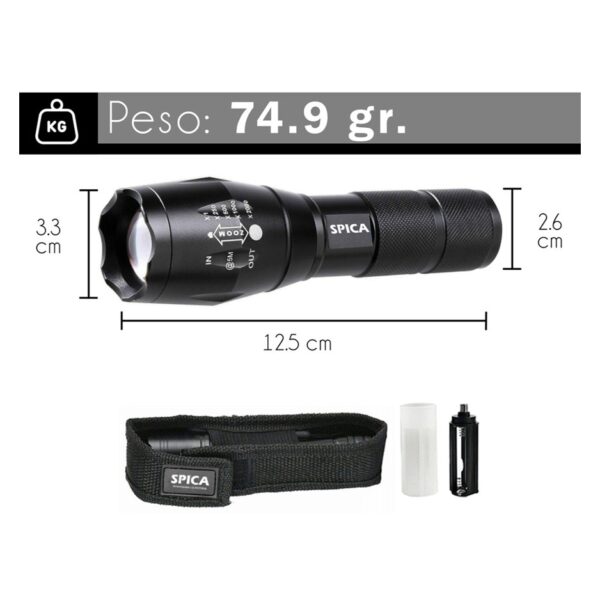 Linterna Tactica Led Spica X-8 A Bateria Luz Blanca 5 Modos De Iluminacion Militar + Funda Para Cinturon