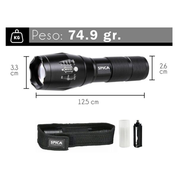 Linterna Tactica Led Spica X-8 A Bateria Luz Blanca 5 Modos De Iluminacion Militar + Funda Para Cinturon