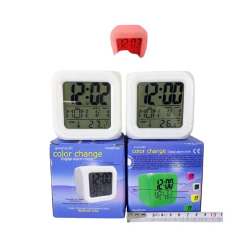 Reloj Digital Despertador Fecha Dias Temperatura Con Luz Led Color Blanco