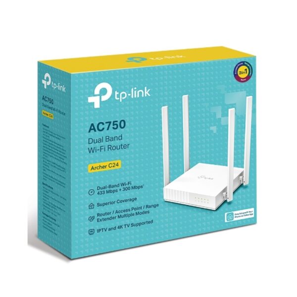 Router Wifi Tp-Link Ap Archer C24 Ac750 4 Anteans Agile Cfg Doble Banda 2.4Ghz / 5Ghz Inalambrico