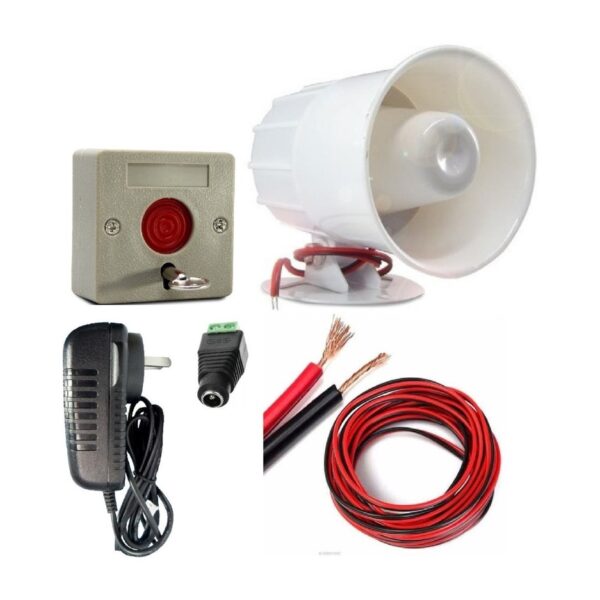 Alarma Sirena Pulsador Boton  Avisador + Fuente