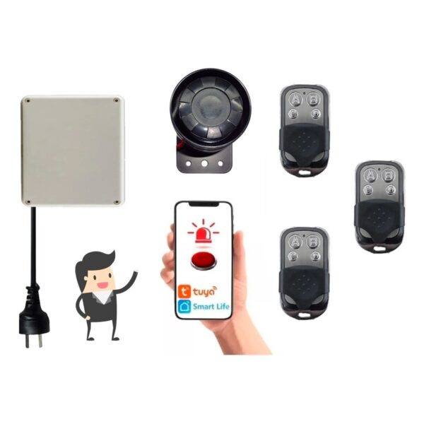 Alarma Sirena Wifi Remota Con Boton De Y 3 Controles Remotos