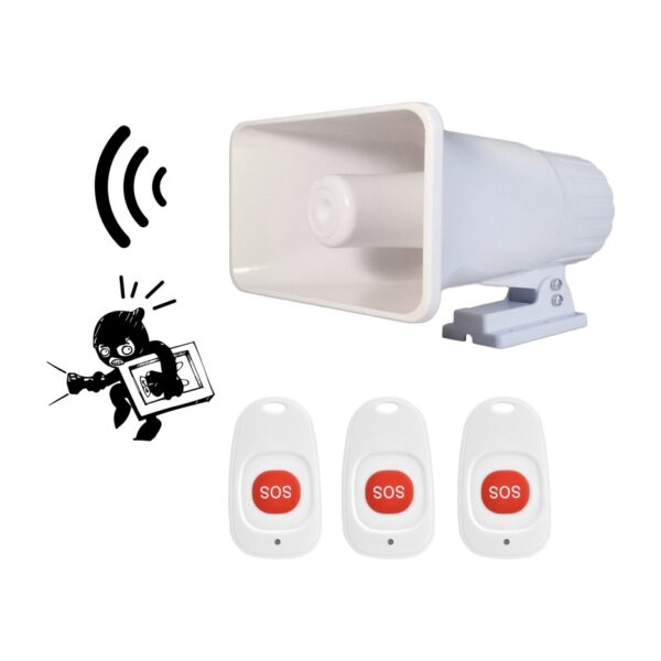 Boton Anti 100M Ext/Int Con 3 Controles Sirena 12V 433 Rf