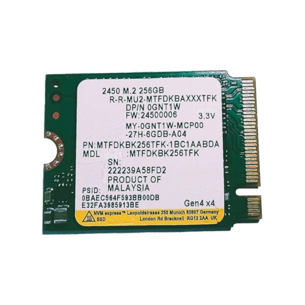 Disco Solido Ssd Micron 2450 256Gb M.2 2230 Pcie Nvme Oem Color Verde