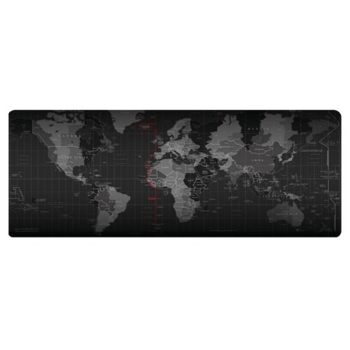 Mouse Pad Gamer Mapa Mundial 80 X 30 Cm Antideslizante Xl Escritorio Negro