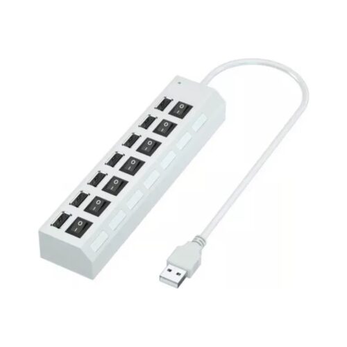 Hub Usb Multiplicador 7 Puertos Usb 2.0 Con Switch On Off Color Blanco