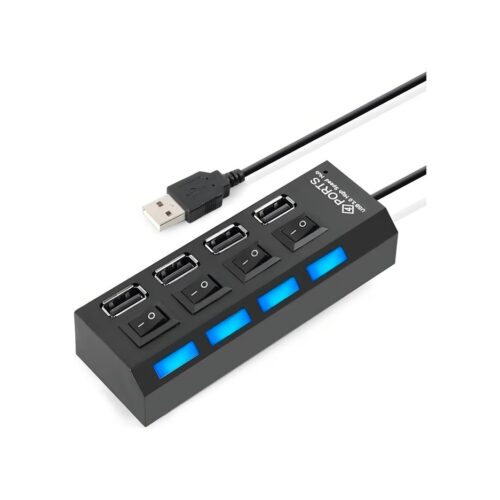 Hub Usb 4 Puertos 2.0 Multipilicador Switch Luz Adaptador