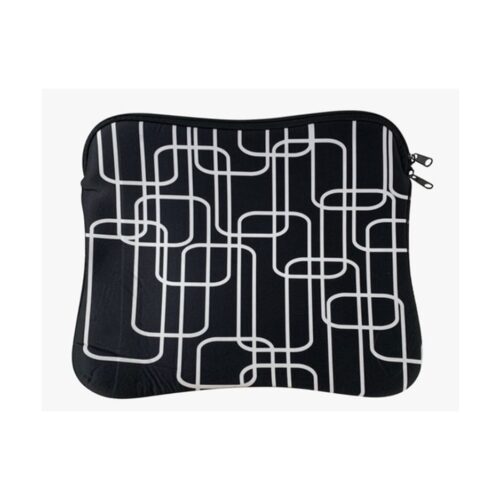 Estuche Funda Neoprene Con Cierre Notebook 14 Pulgadas Diseño Lineas Fondo Negro