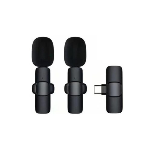 Microfono Corbatero Periodista Inalambrico Streaming Doble Android Iphone Apple Type-C Tipo-C USB-C K9