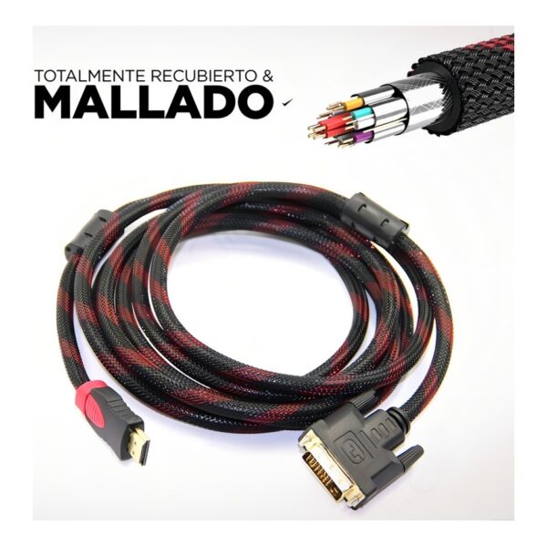 Cable Hdmi A Dvi D Adaptador 24+1 Dual Link Video Con Filtros 1.5 Metros