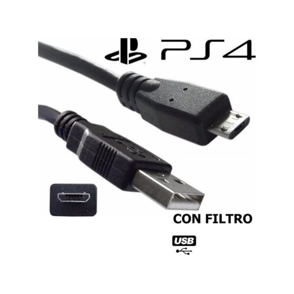 Cable Microusb V8 Playstation 4 Ps4 Con Filtro 2.2 Metros