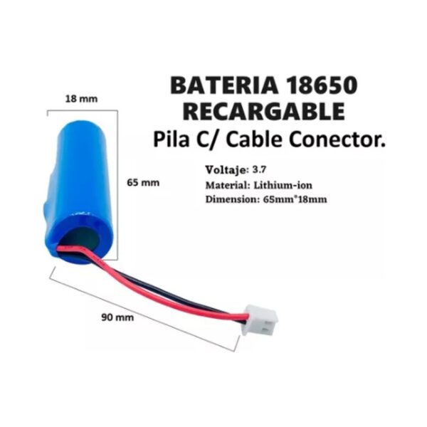 Pila 18650 Bateria De Litio 3,7v 2600mah Con Cable Conector
