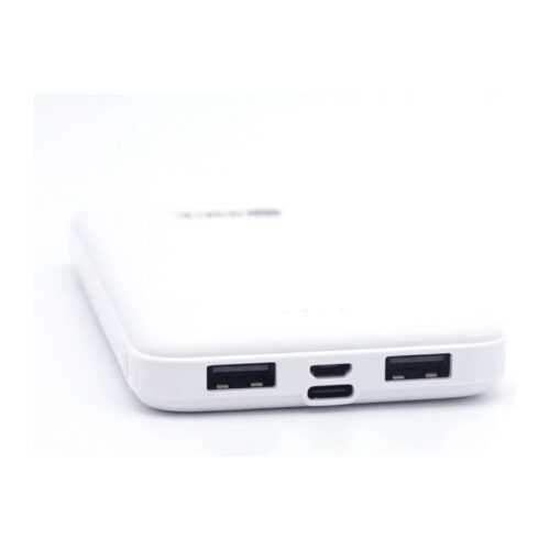 Powerbank Cargador Portatil Bateria Externa Power bank 8000 Mah entrada microusb y tipo c / 2 salidas usb blanco