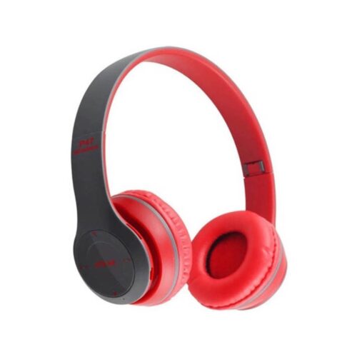 Auricular P47 Vincha Con Micrófono Sonido Estéreo Bluetooth Slot Microsd Sd Radio Fm Gris oscuro / Rojo